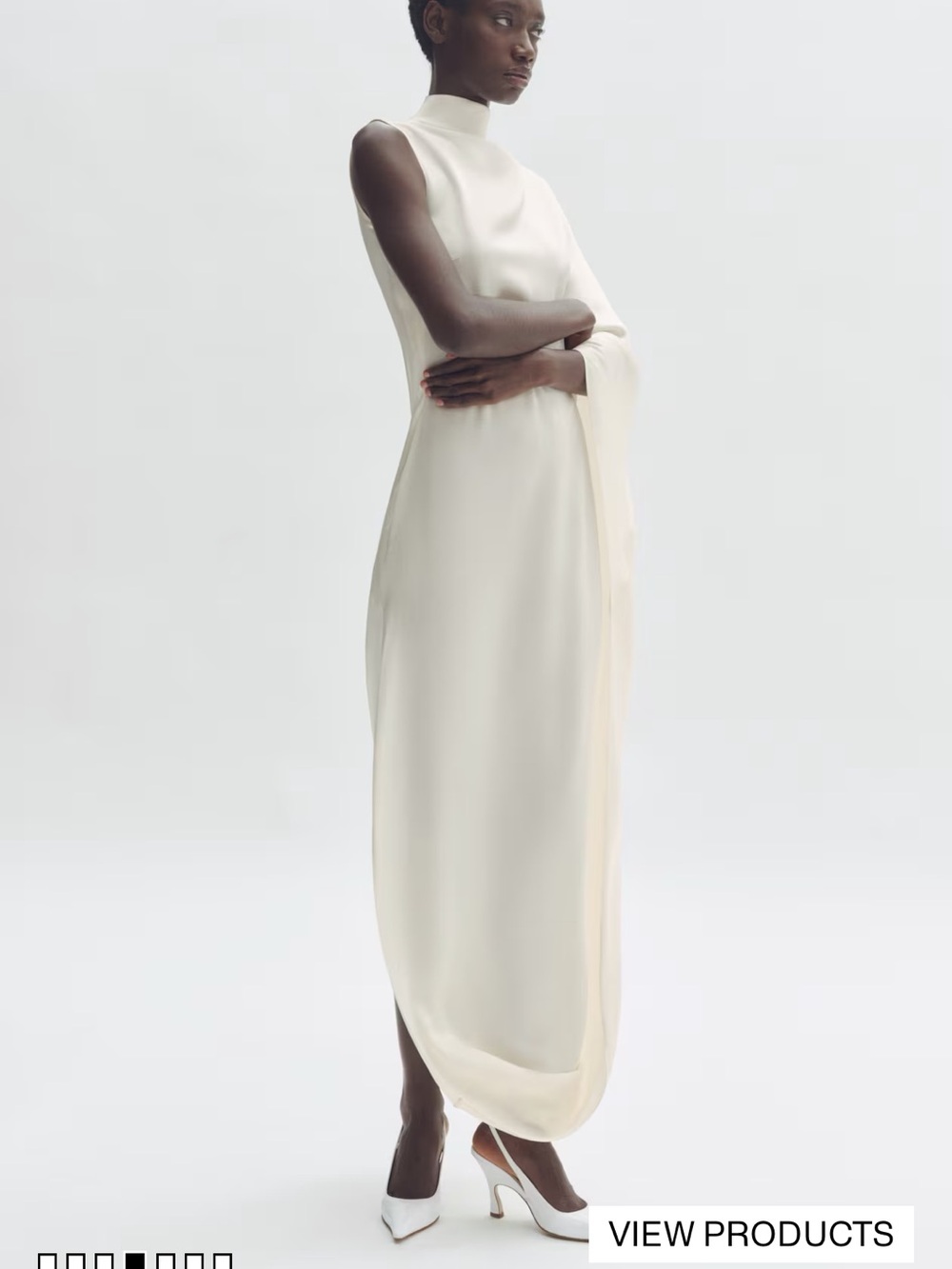 Elegant Cream High-Neck Column Dress